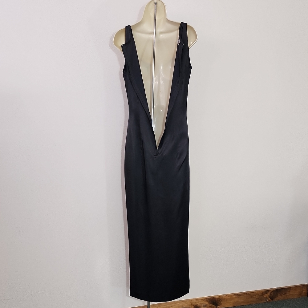 Jessica McClintock Dress Gunne Sax 90s Retro Slip Rhinstones Strap Black Size 10 - Picture 12 of 14